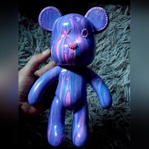 Marble Bling Bear - Hand Painted And Hand Embelished.